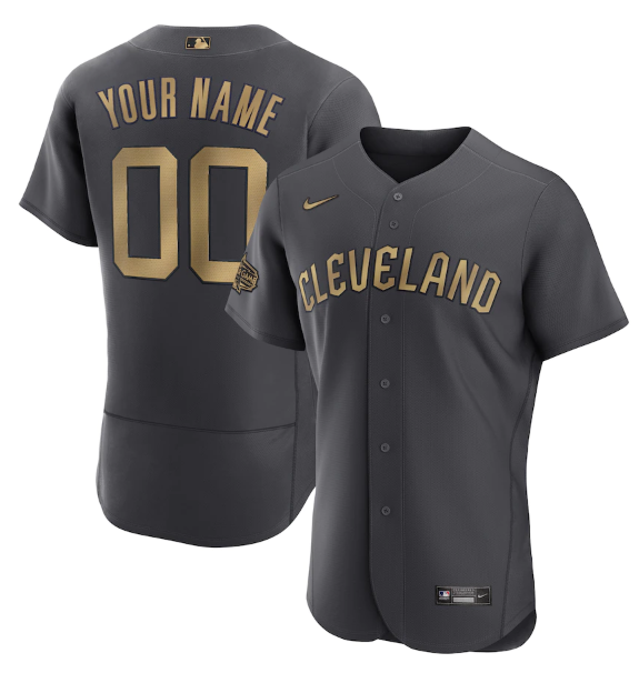 Men's Cleveland Guardians Active Player Custom 2022 All-Star Charcoal Flex Base Stitched MLB Jersey